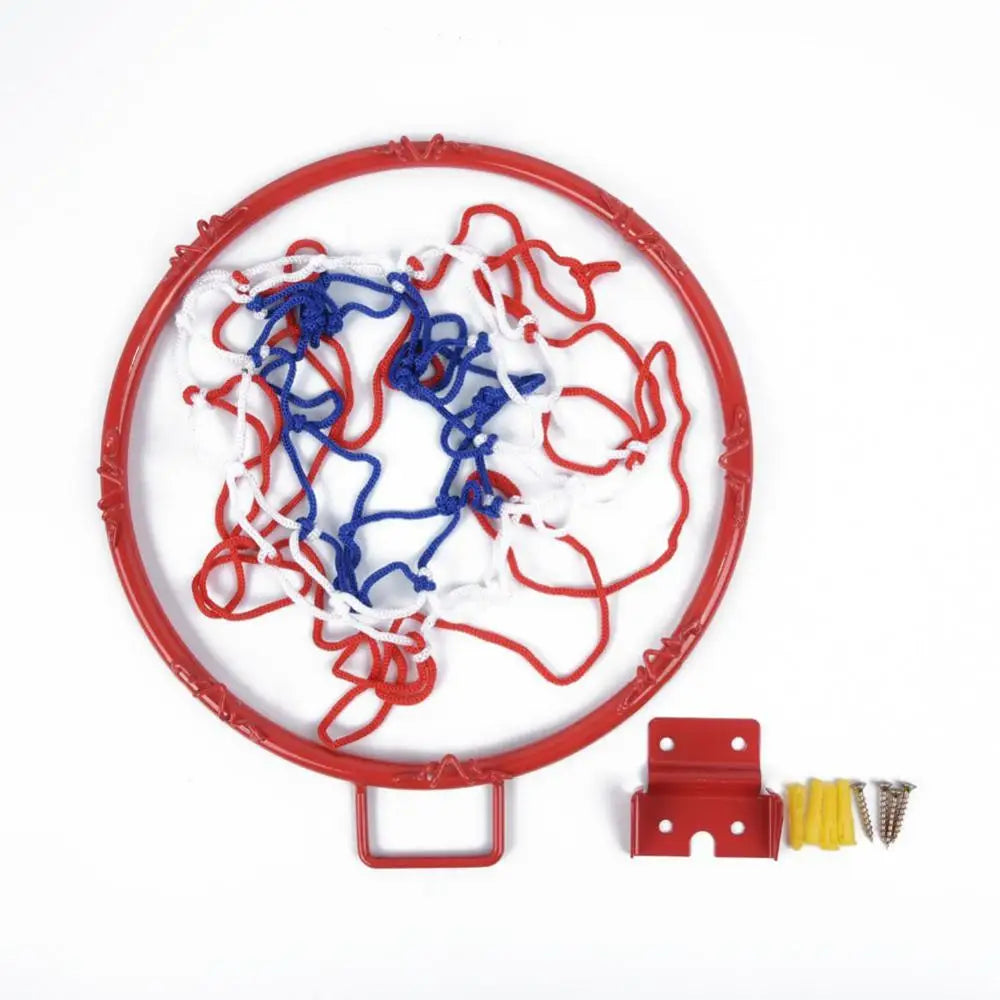 32cm Wall Mounted Basketball Hoop Netting Metal Rim Hanging Basket Basket-Ball Wall Rim with Screws Indoor Outdoor Sport