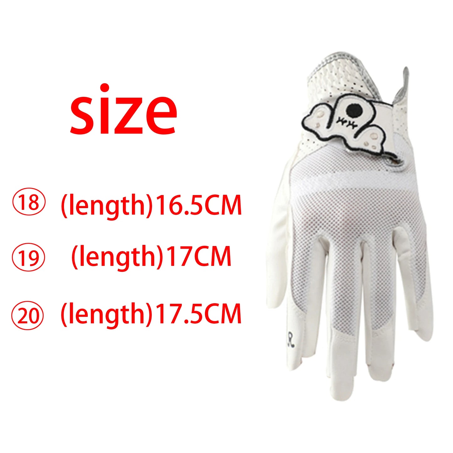 Men's Woman Golf Glove Left Hand Breathable Soft Leather White Hand Wear No Sweat for Outdoor Golf Equipment Golfer Supplies