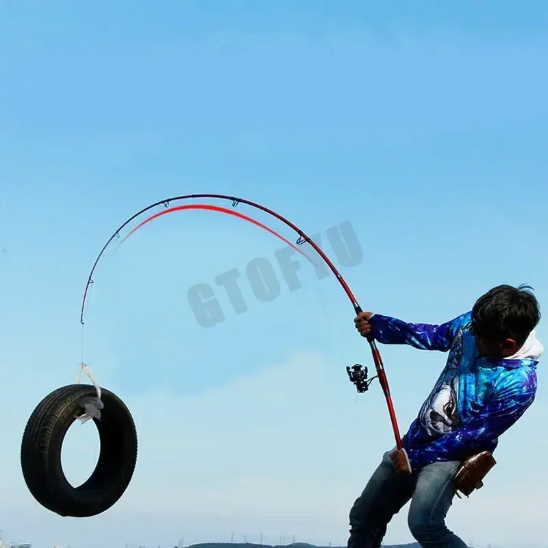 Portable Fishing Boat Rod Lure Rod Ultralight Hard Carbon Fishing Rod 1.8 M 2.1 M 2.4 M Red Three-section New Fishing Pole