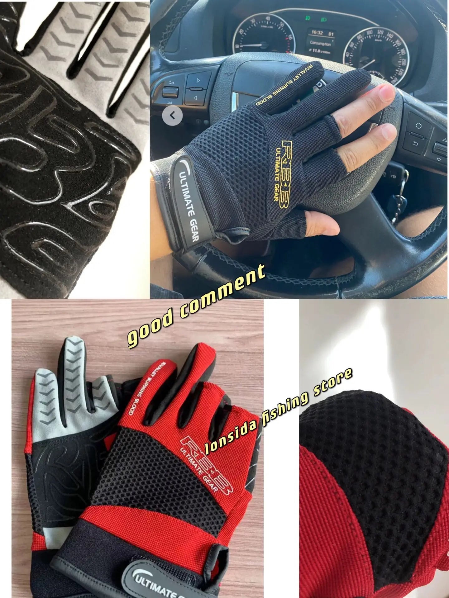 Japan's RBB Anti-slip Fishing Gloves Three Fingers Cut Fishing Outdoor Sports Breathable Fishing Gloves fishing equipment