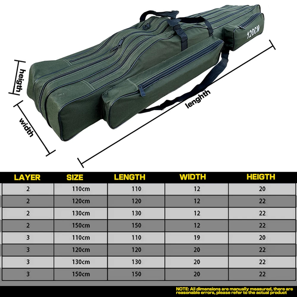 110/ 120 / 130 / 150cm Fishing Bag Oxford Cloth Folding Fishing Rod Reel Bag Fishing Equipment Storage Bags Travel Carry Case