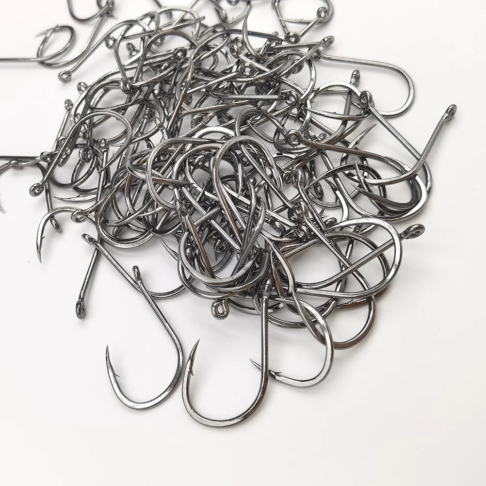 50pcs Eyed Fish Hook Barbed High Carbon Steel Barb Hooks Accessories Sea Feeder for Fishing Equipment Carp Tackle Goods