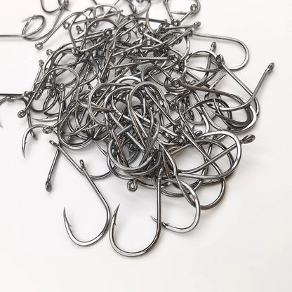 50pcs Eyed Fish Hook Barbed High Carbon Steel Barb Hooks Accessories Sea Feeder for Fishing Equipment Carp Tackle Goods