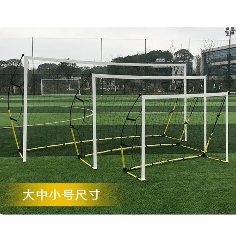 Quick Set Up Soccer Goal and Nets Instant Collapsible Metal Base Durable Vertical Posts Folding Bow Style Football Goal