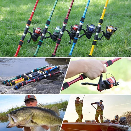 Spinning Fishing Rod and Reel Combo1.8M Telescopic Rod with 5.2:1 3BB Fishign Reel Max Drag 5kg Fishing Kit