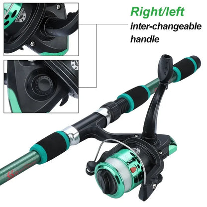 Spinning Fishing Rod and Reel Combo1.8M Telescopic Rod with 5.2:1 3BB Fishign Reel Max Drag 5kg Fishing Kit