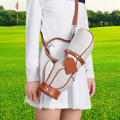 Leather Golf Bag Elastic Golf Ball Carrier For Golfing Accessories Outdoor Golf Training Equipment PU Leather Single Shoulder