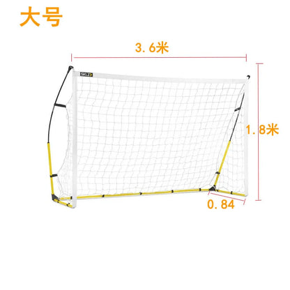 Quick Set Up Soccer Goal and Nets Instant Collapsible Metal Base Durable Vertical Posts Folding Bow Style Football Goal