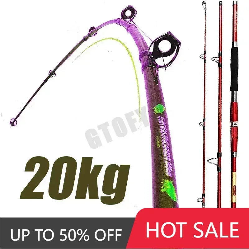 Portable Fishing Boat Rod  Lure Rod Ultralight Hard Carbon Fishing Rod 1.8 M 2.1 M 2.4 M Red Three-section New Fishing Pole