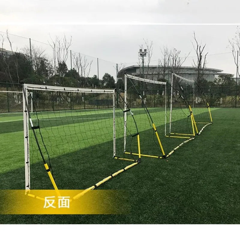 Quick Set Up Soccer Goal and Nets Instant Collapsible Metal Base Durable Vertical Posts Folding Bow Style Football Goal